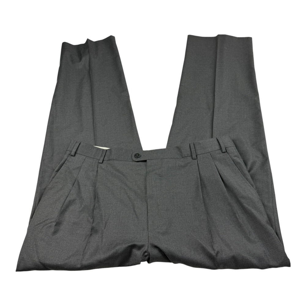 Zanella Platinum Loro Piana Super 130s Wool Pleated Dress Pants Gray 36x34